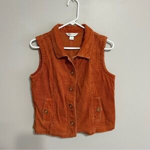 Christopher & Banks Orange Fashion Corduroy Vest - Size M